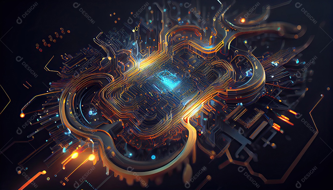 Projeto de ciberespaço de circuito abstrato criado.