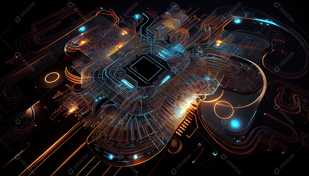 Projeto de ciberespaço de circuito abstrato criado.