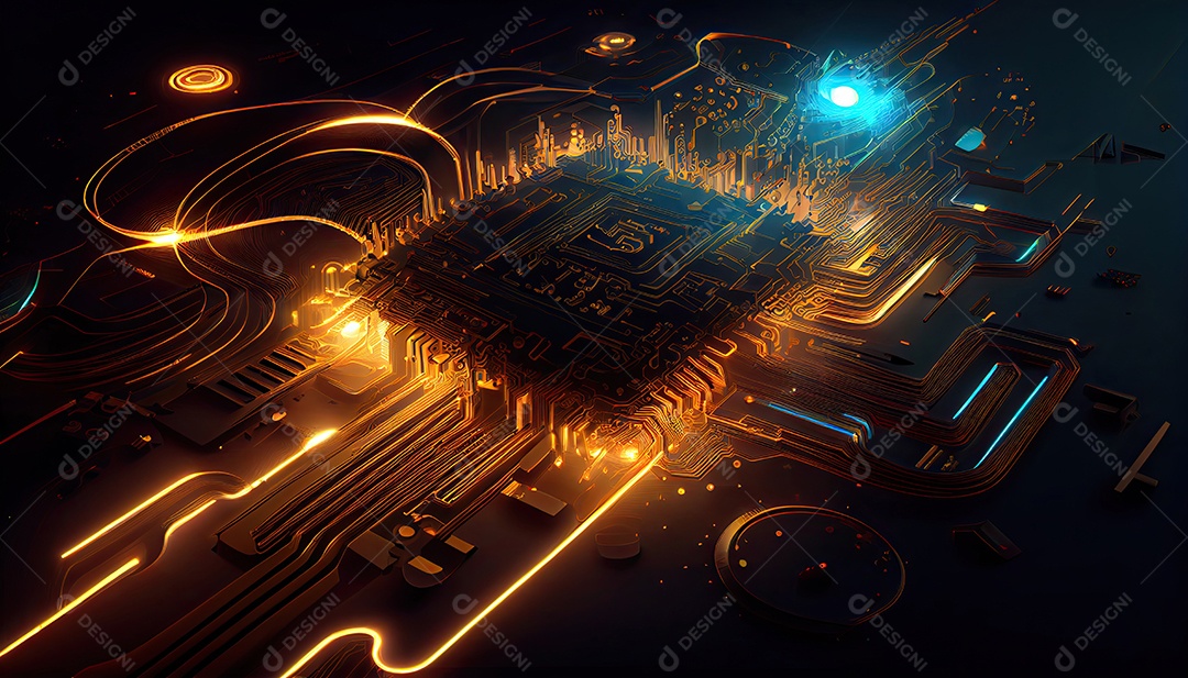 Projeto de ciberespaço de circuito abstrato criado.