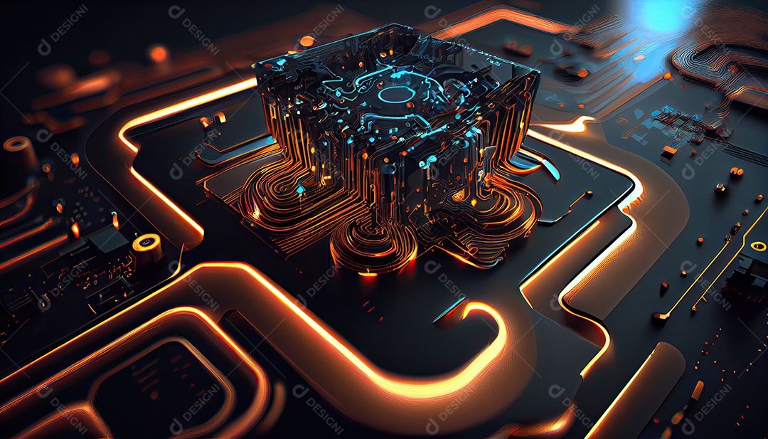 Projeto de ciberespaço de circuito abstrato criado.