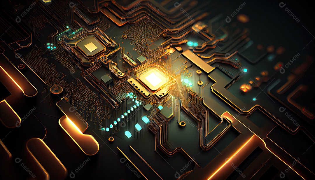 Projeto de ciberespaço de circuito abstrato criado.