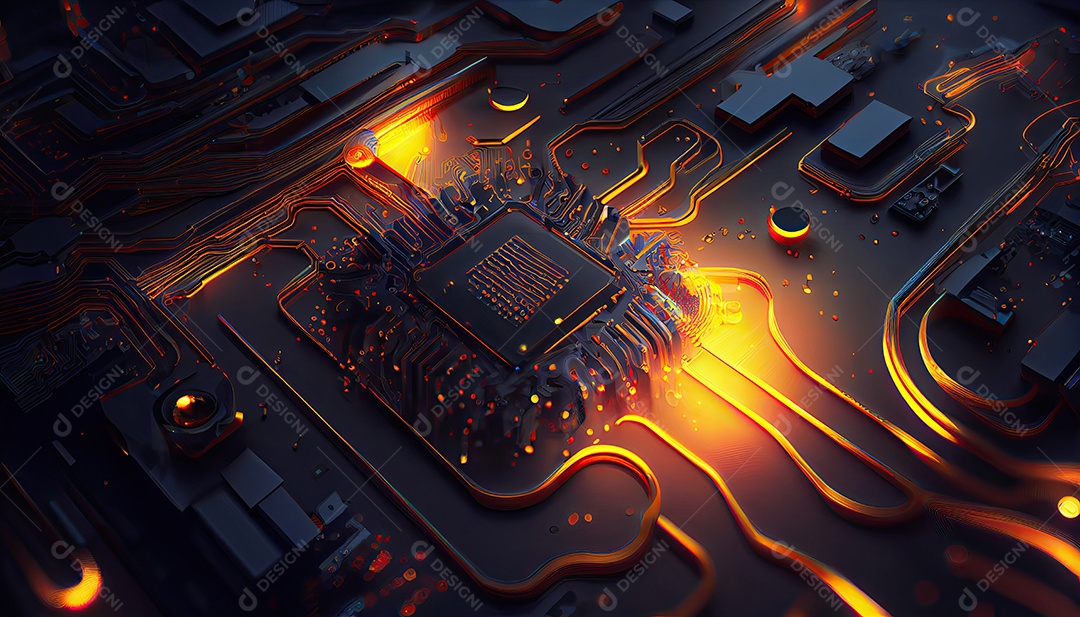 Projeto de ciberespaço de circuito abstrato criado.