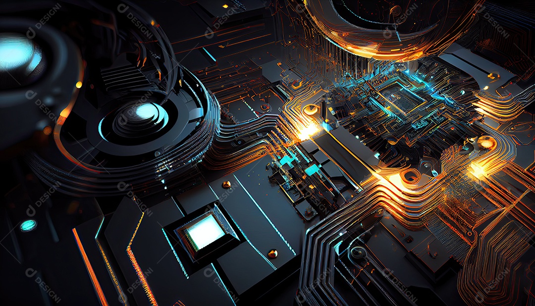 Projeto de ciberespaço de circuito abstrato criado.