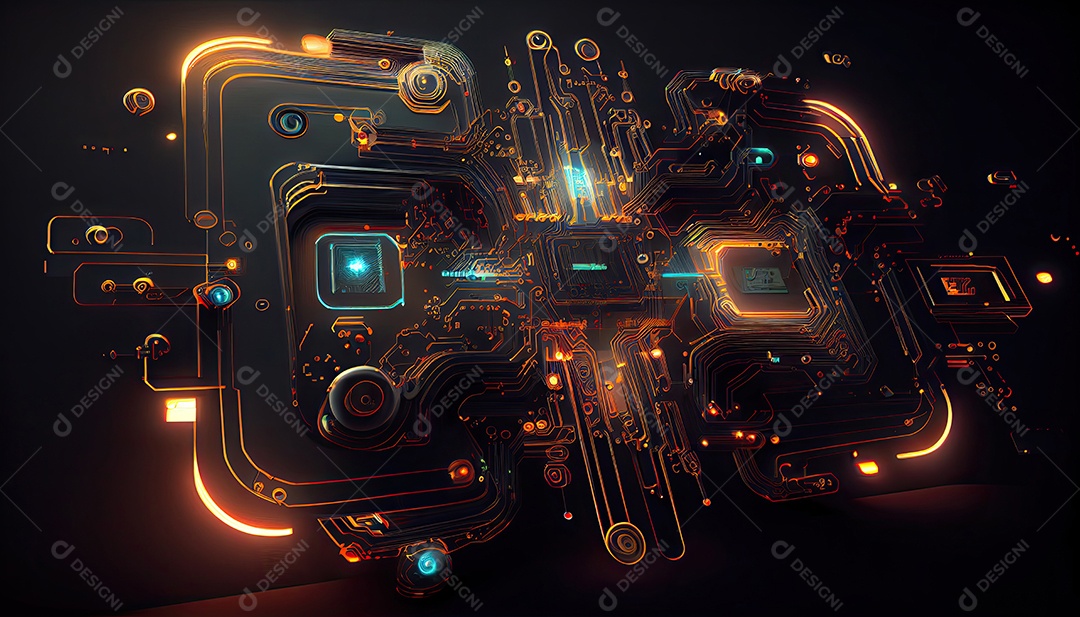 Projeto de ciberespaço de circuito abstrato criado.