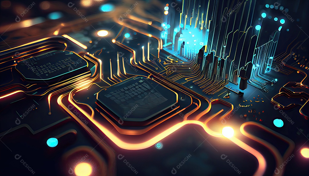 Projeto de ciberespaço de circuito abstrato criado.