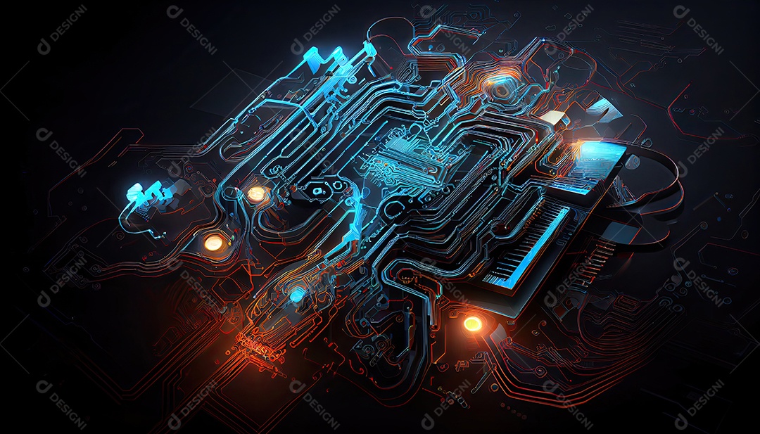 Projeto de ciberespaço de circuito abstrato criado.