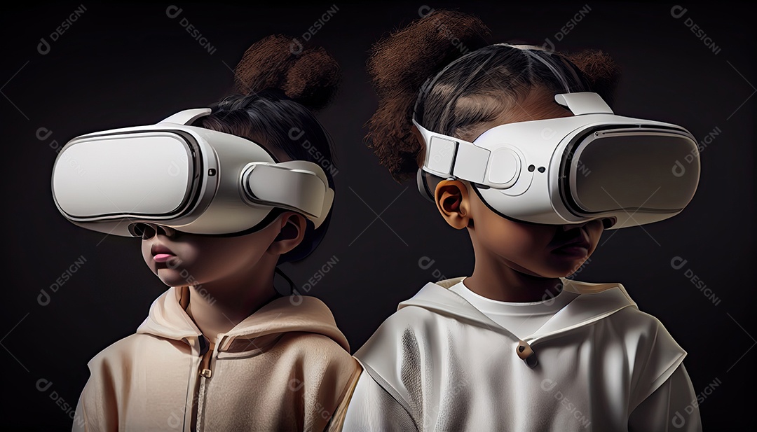 Design de colagem de conceito AI Metaverse com uso de fone de ouvido VR com tecnologia futurista de óculos inteligentes.