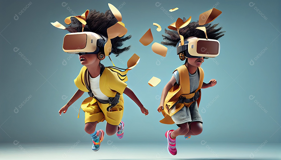 Design de colagem de conceito AI Metaverse com uso de fone de ouvido VR com tecnologia futurista de óculos inteligentes.