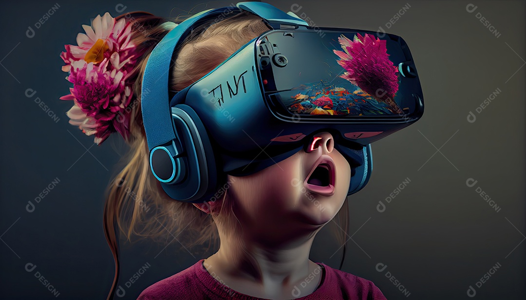 Design de colagem de conceito AI Metaverse com uso de fone de ouvido VR com tecnologia futurista de óculos inteligentes.