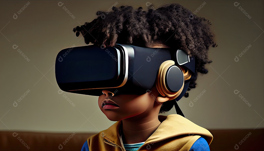 Design de colagem de conceito AI Metaverse com uso de fone de ouvido VR com tecnologia futurista de óculos inteligentes.