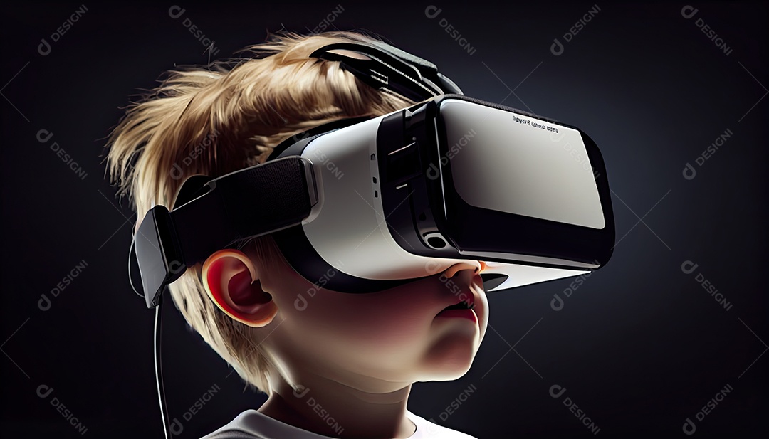 Design de colagem de conceito AI Metaverse com uso de fone de ouvido VR com tecnologia futurista de óculos inteligentes.