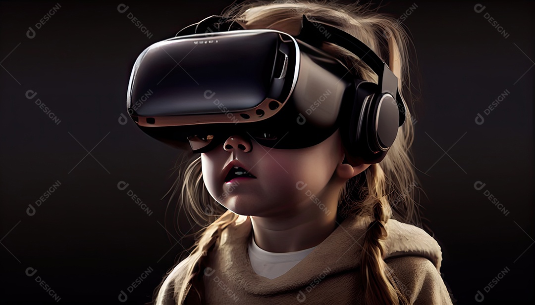 Design de colagem de conceito AI Metaverse com uso de fone de ouvido VR com tecnologia futurista de óculos inteligentes.