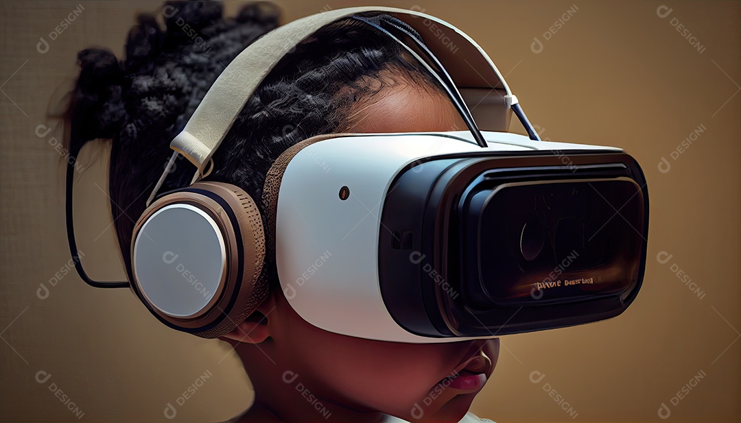 Design de colagem de conceito AI Metaverse com uso de fone de ouvido VR com tecnologia futurista de óculos inteligentes.