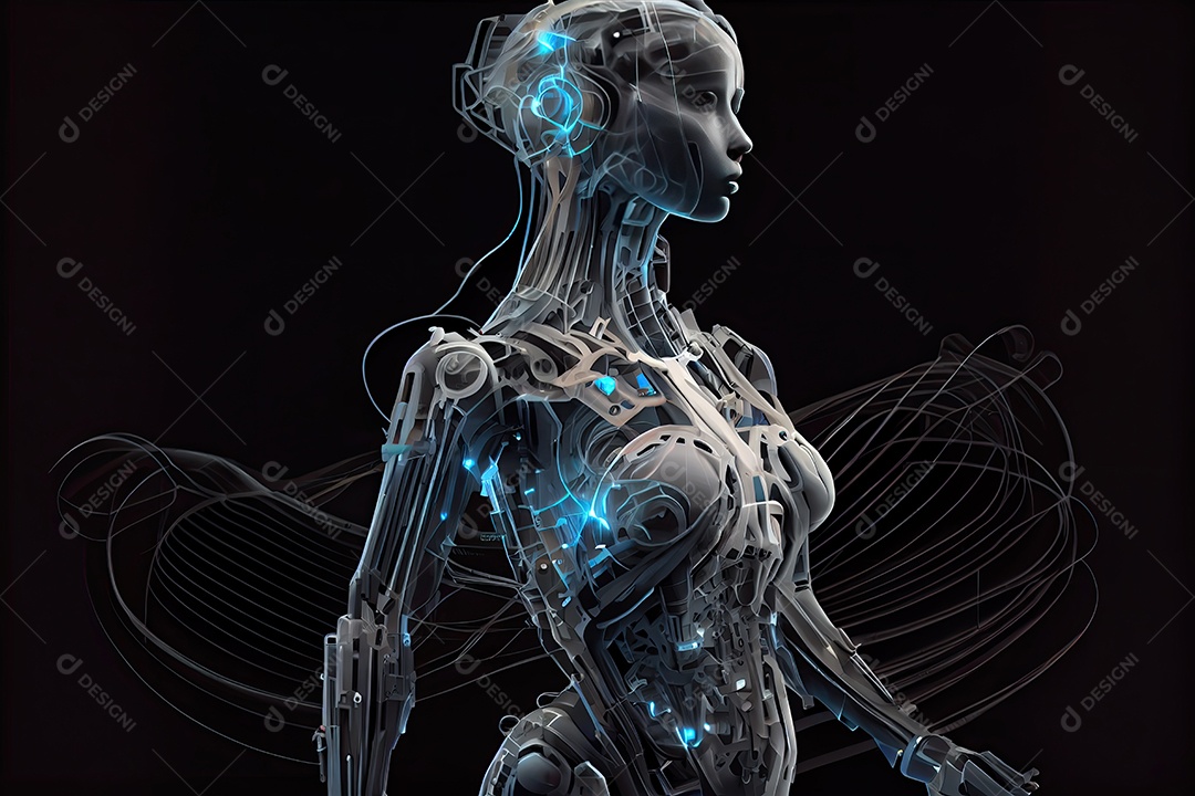 Robô ai automação inteligência artificial ai futurista.