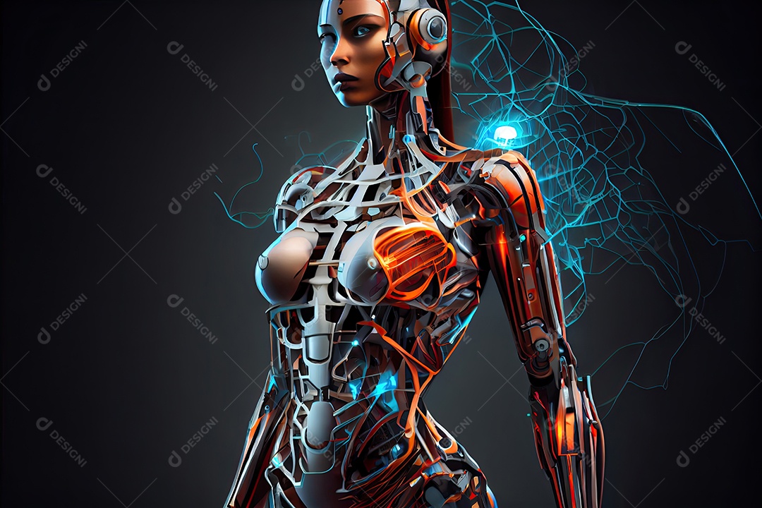 Robô ai automação inteligência artificial ai futurista.