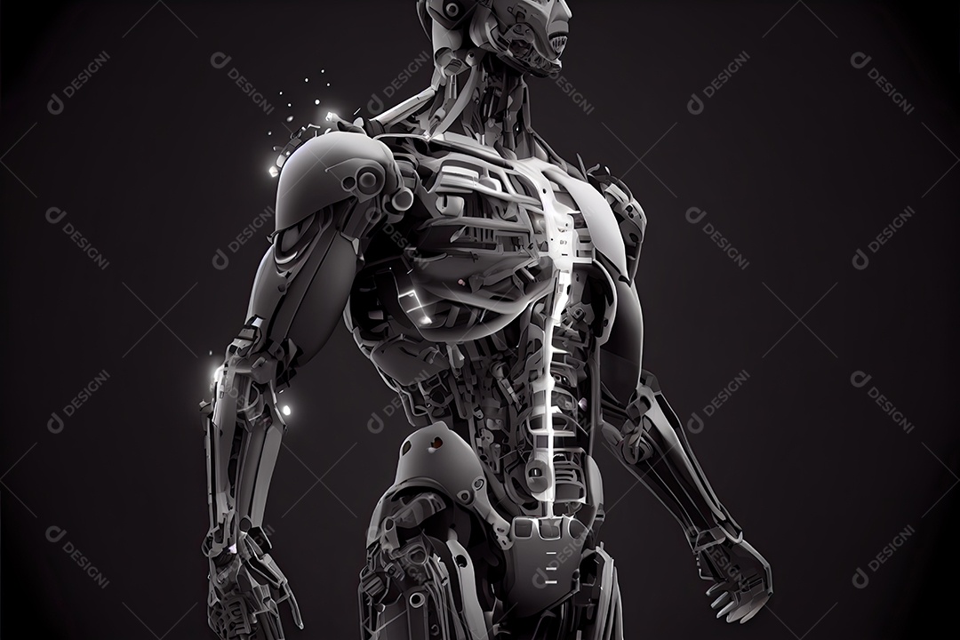 Robô ai automação inteligência artificial ai futurista.