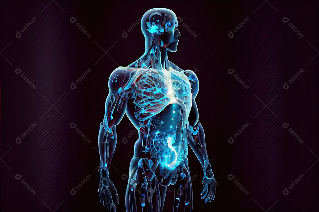 Robô ai automação inteligência artificial ai futurista.