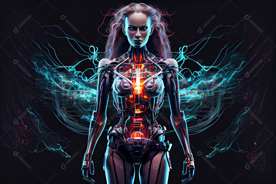 Robô ai automação inteligência artificial ai futurista.