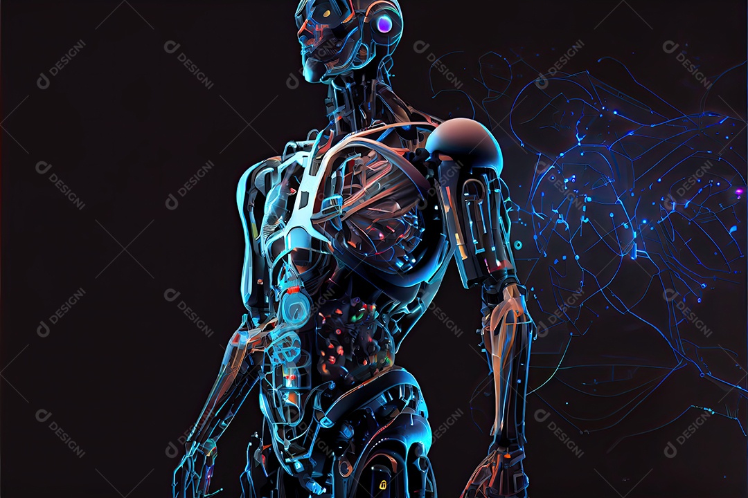 Robô ai automação inteligência artificial ai futurista.