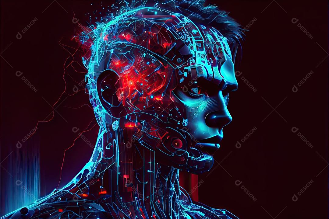 Robô ai automação inteligência artificial ai futurista.