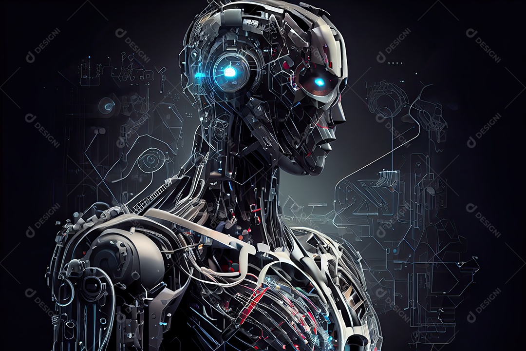 Robô ai automação inteligência artificial ai futurista.