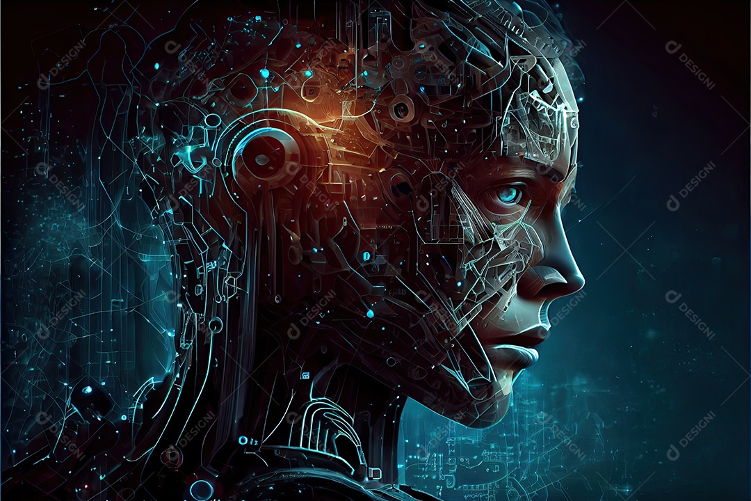 Robô ai automação inteligência artificial ai futurista.