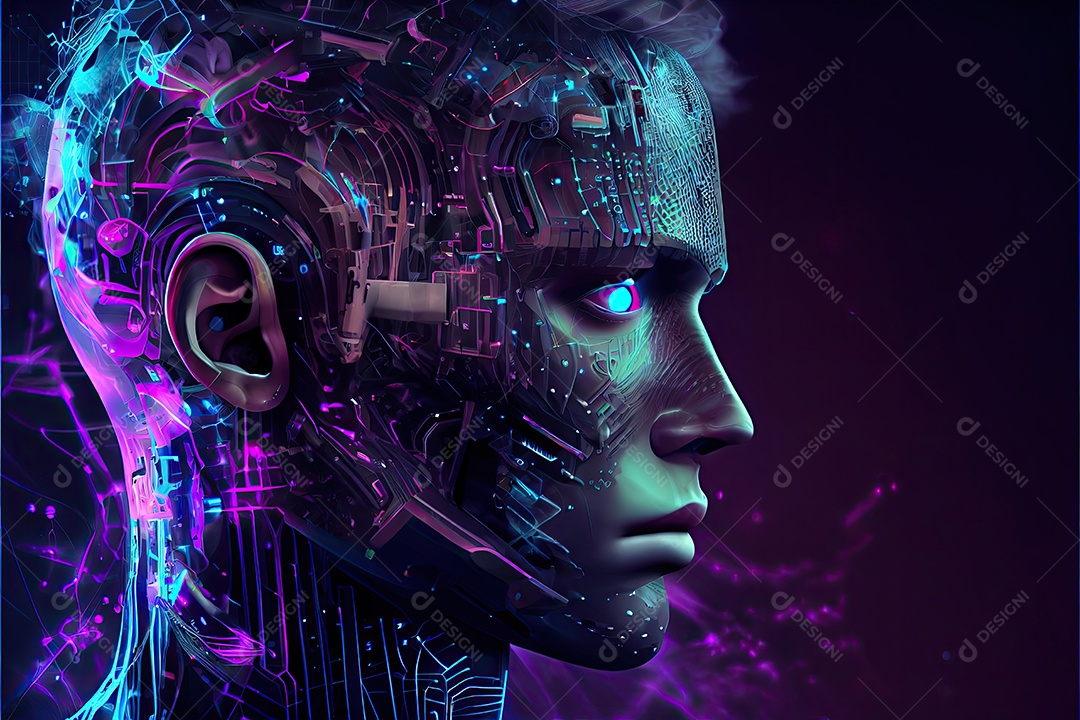 Robô ai automação inteligência artificial ai futurista.