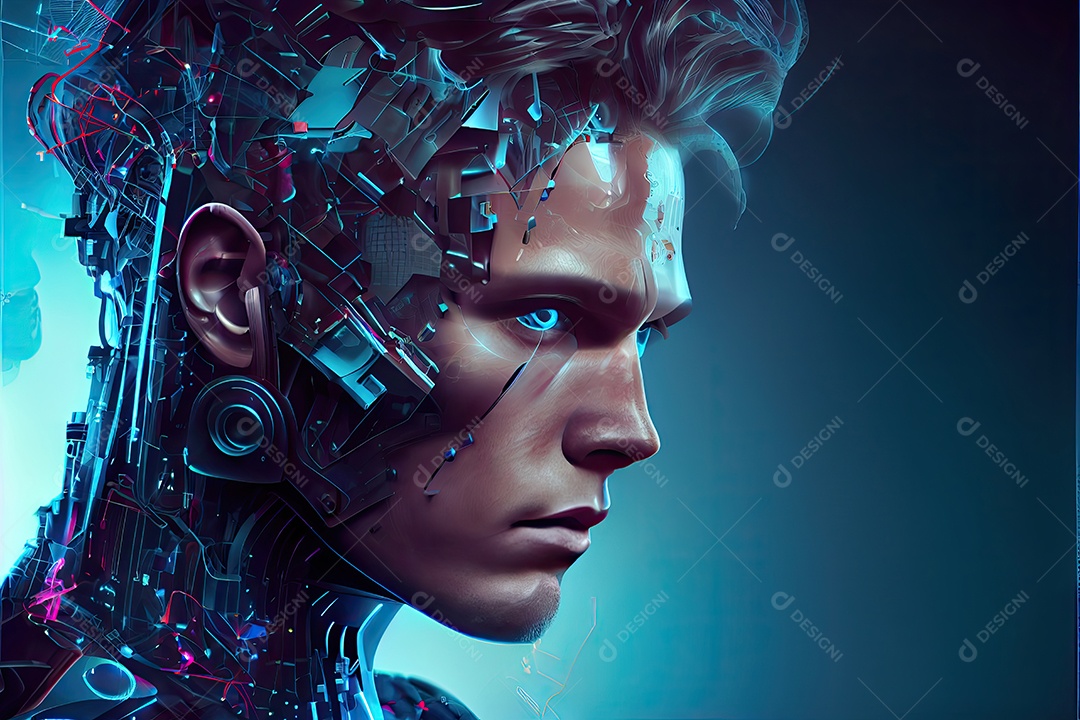 Robô ai automação inteligência artificial ai futurista.