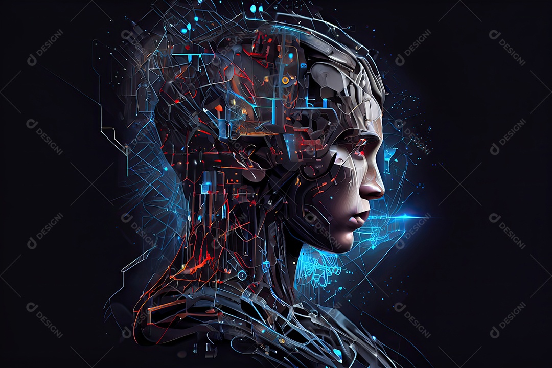 Robô ai automação inteligência artificial ai futurista.