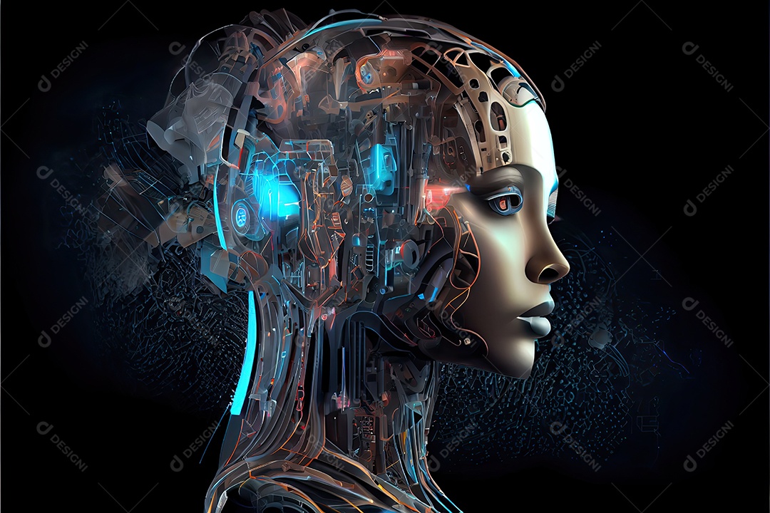 Robô ai automação inteligência artificial ai futurista.