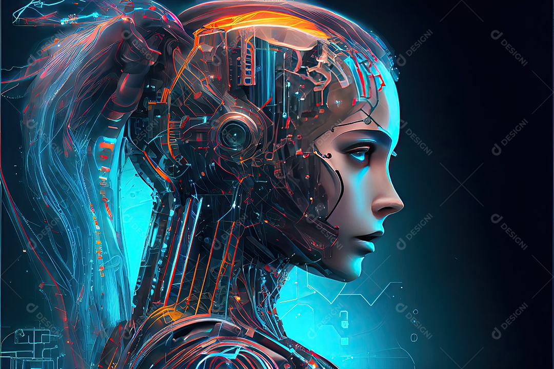 Robô ai automação inteligência artificial ai futurista.