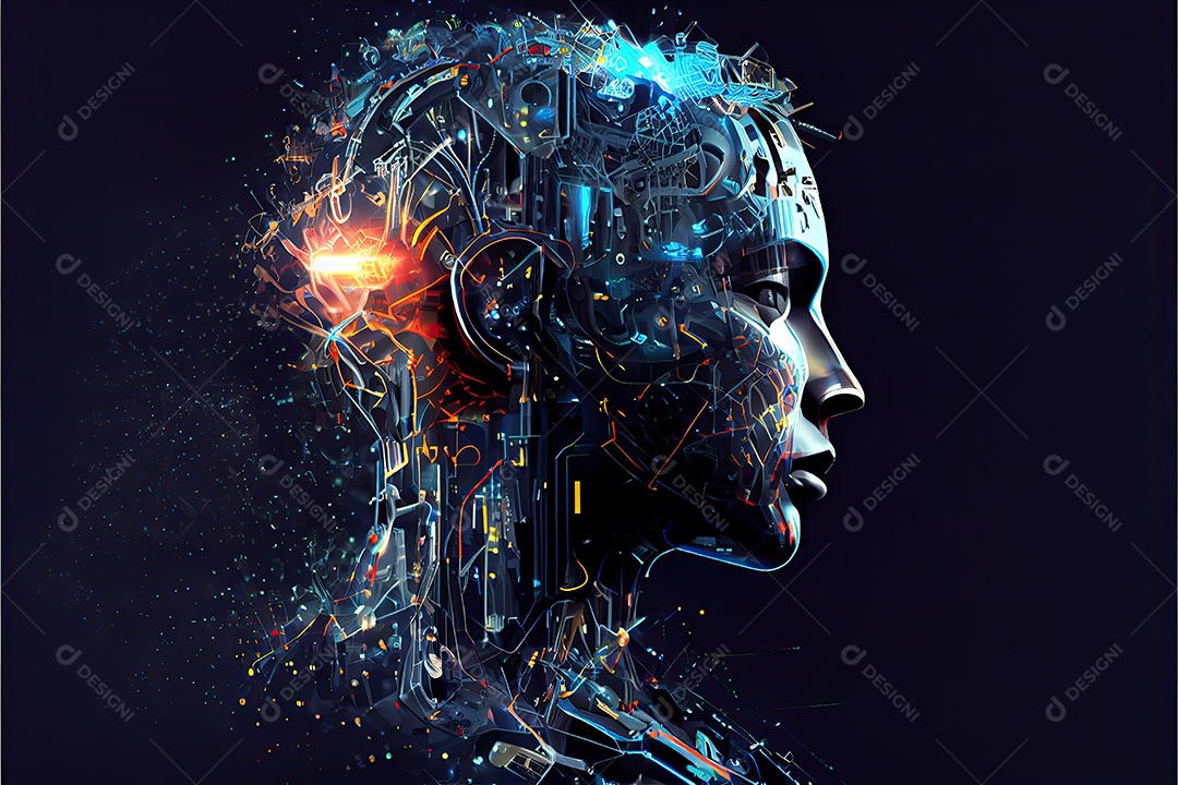 Robô ai automação inteligência artificial ai futurista.