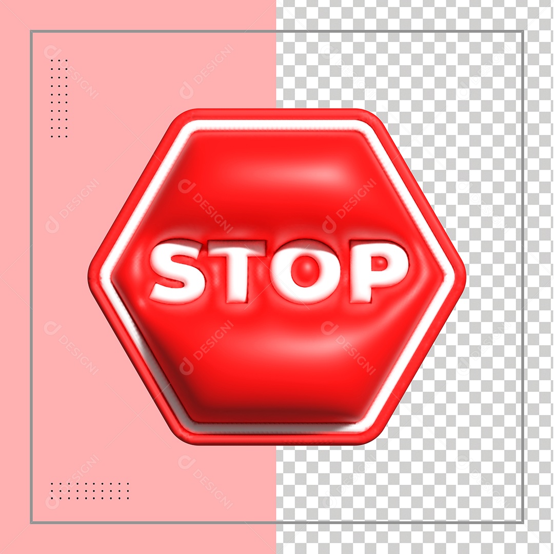 Placa De Pare Vermelha Elemento 3D PSD