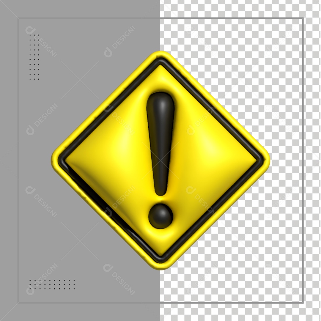 Placa De Alerta Amarela Elemento 3D PSD