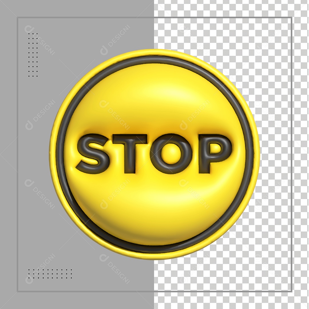 Placa De Pare Amarela Circular Elemento 3D PSD