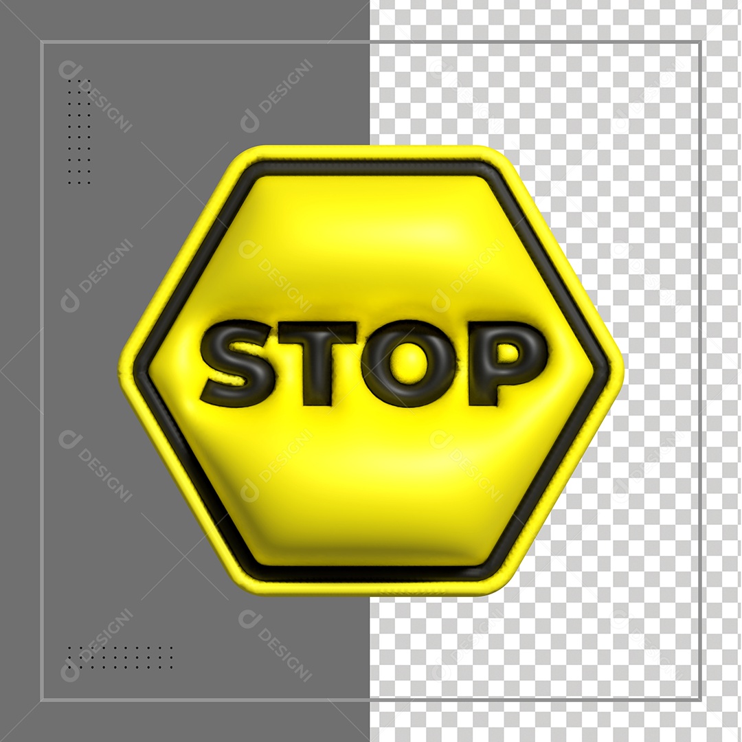 Placa De Pare Amarela Elemento 3D PSD