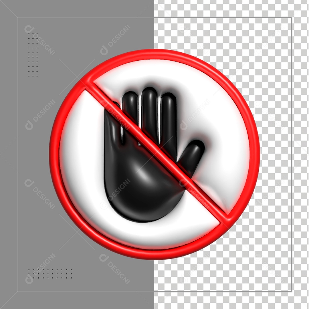 Placa De Proibido Parar Circular Elemento 3D PSD