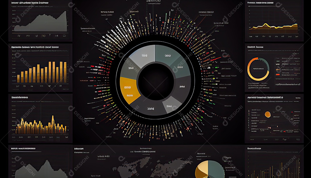 Analista trabalhando no painel de análise de negócios.