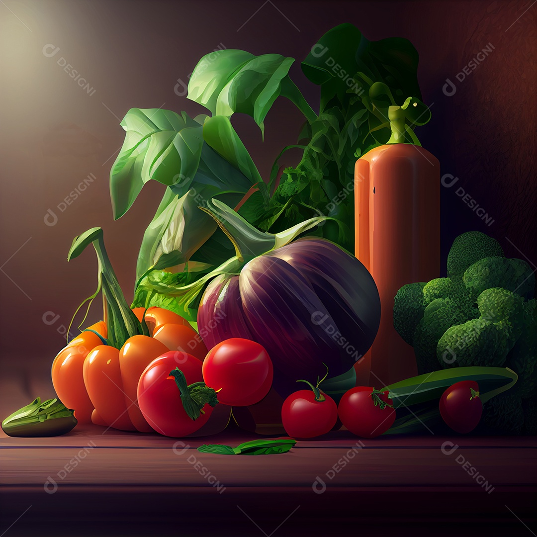 Ilustração de verduras e legumes saudável