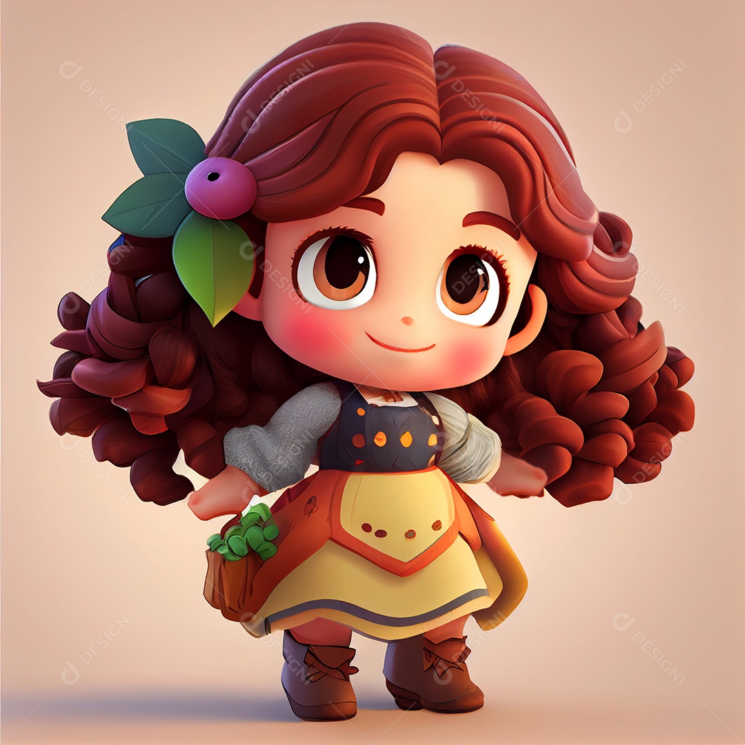 Desenho animado menina caracterizada para festa junina