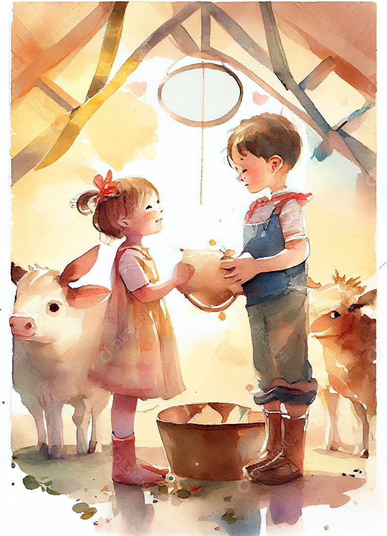 Desenho crianças caracterizadas para festa junina