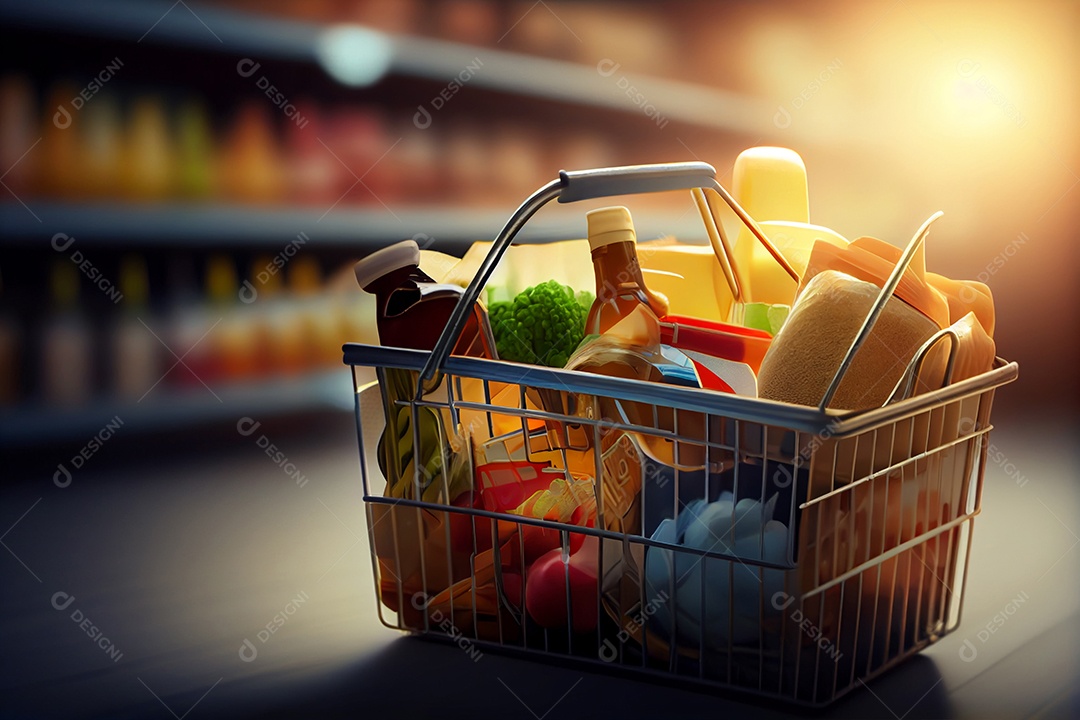 Cesta de compras do supermercado