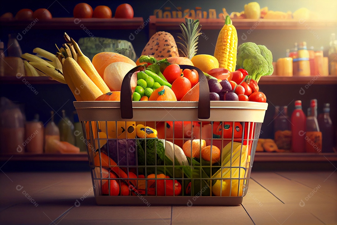 Cesta de compras do supermercado