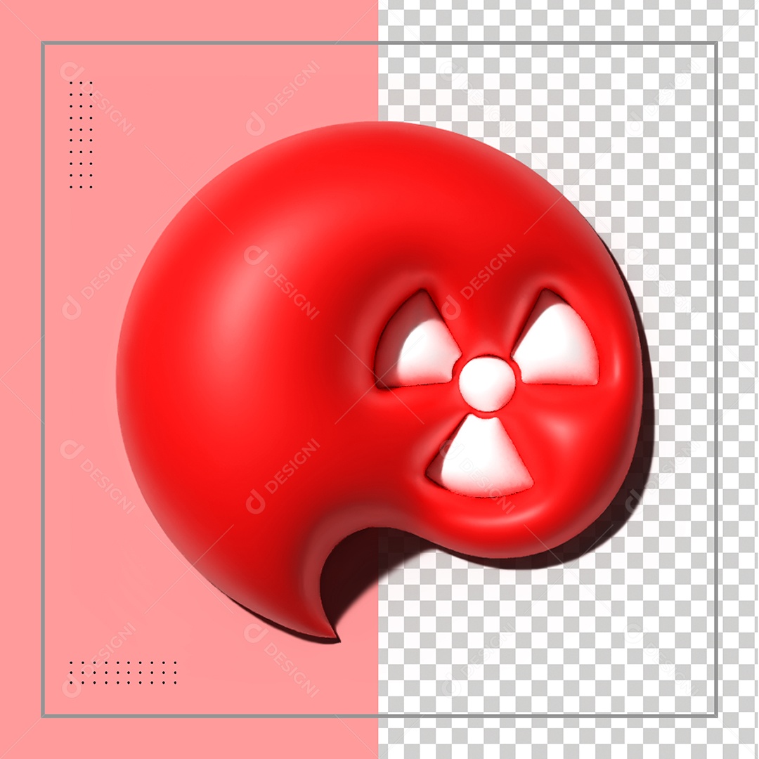 Ícone Vermelho De Radiação Elemento 3D PSD