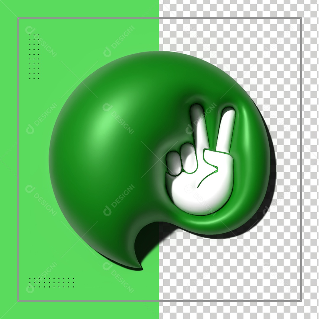 Ícone De Mão Verde De Gesto De Paz Ou Vitória Amor Elemento 3D PSD