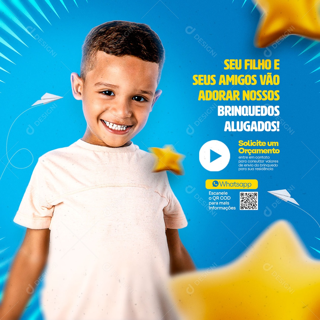 Seu Filho E Seus Amigos Vão Adorar Nossos Brinquedos Alugados Social Media PSD Editável