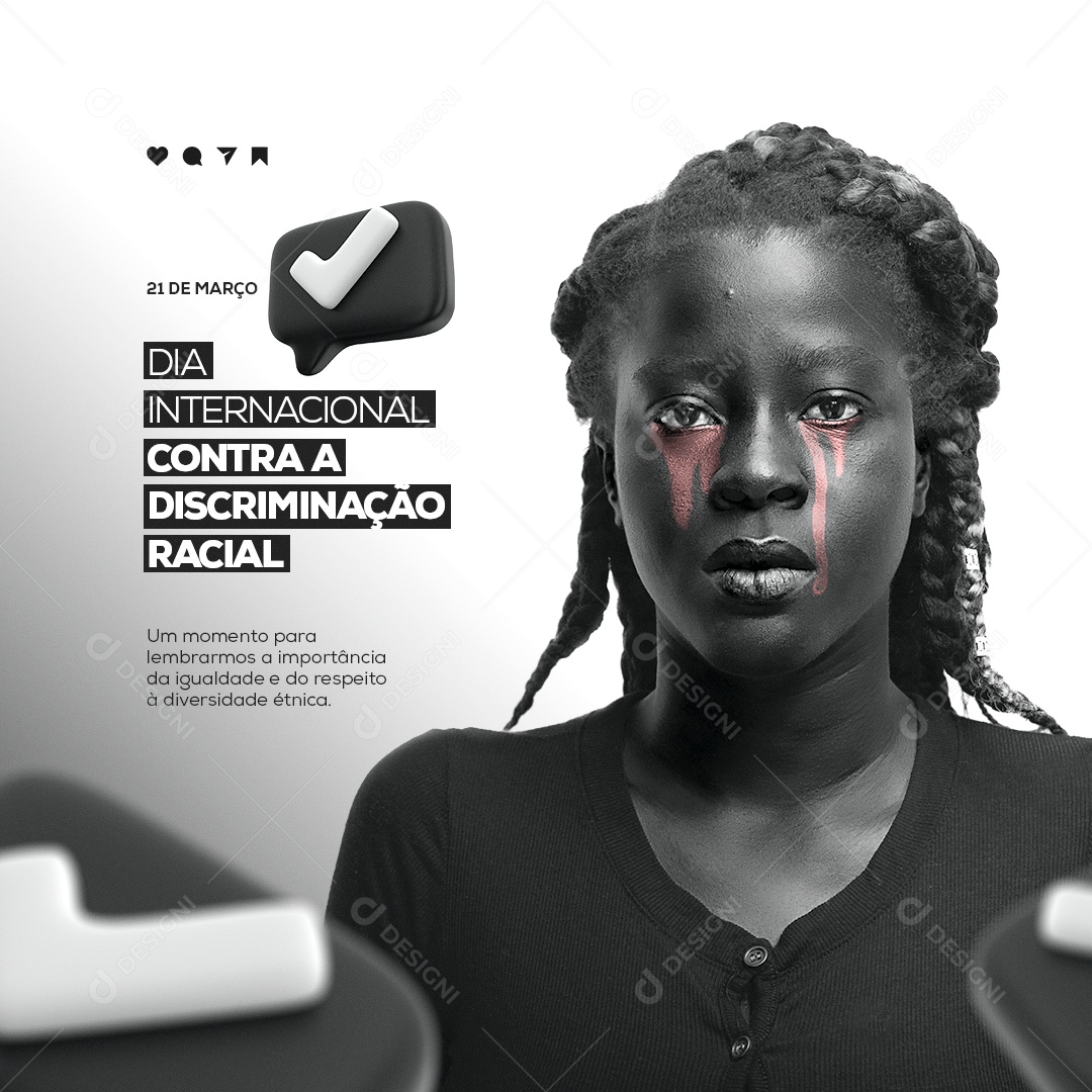 Dia Internacional Contra a Discriminação Racial 21 de Março Social Media PSD Editável