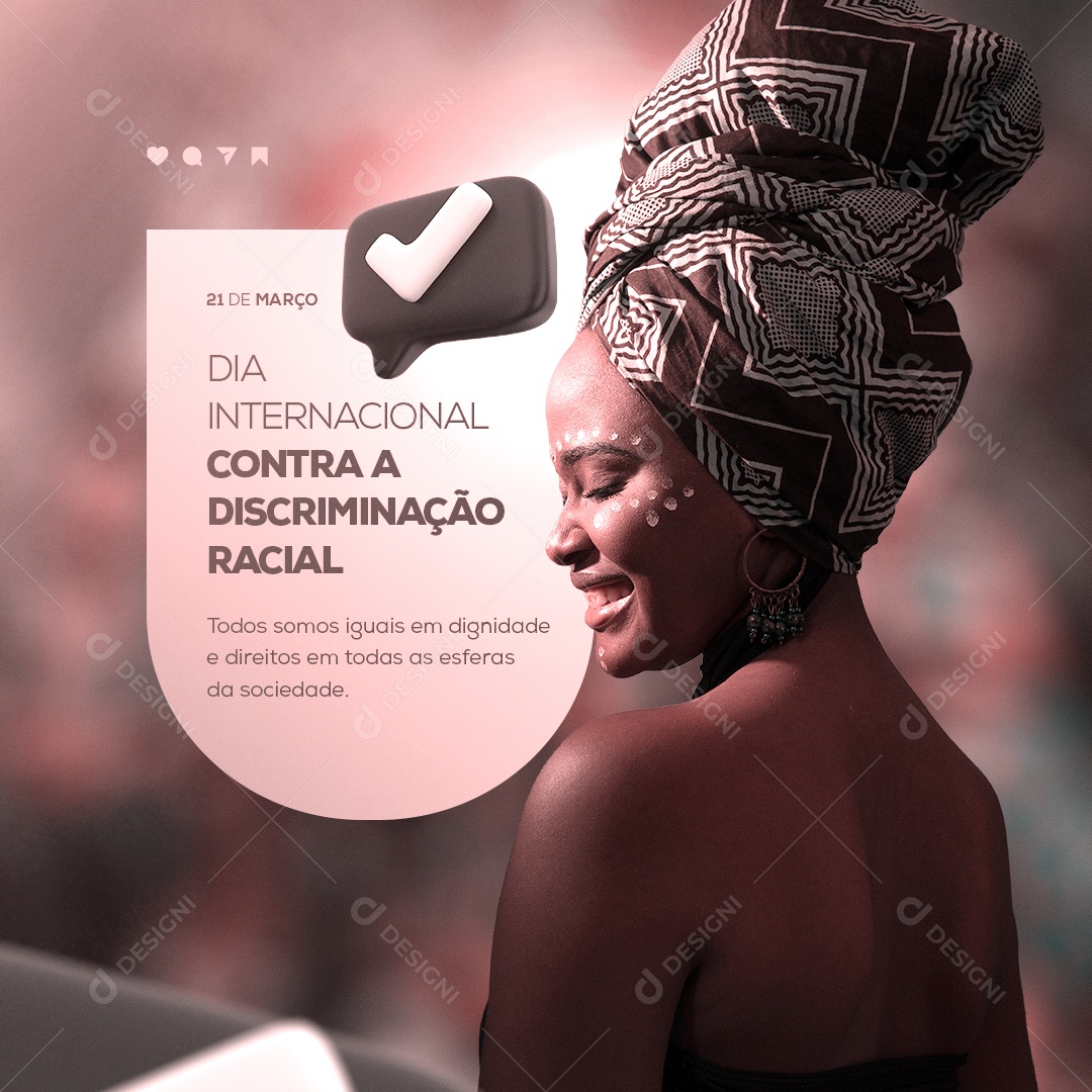 Dia Internacional Contra a Discriminação Racial 21 de Março Social Media PSD Editável