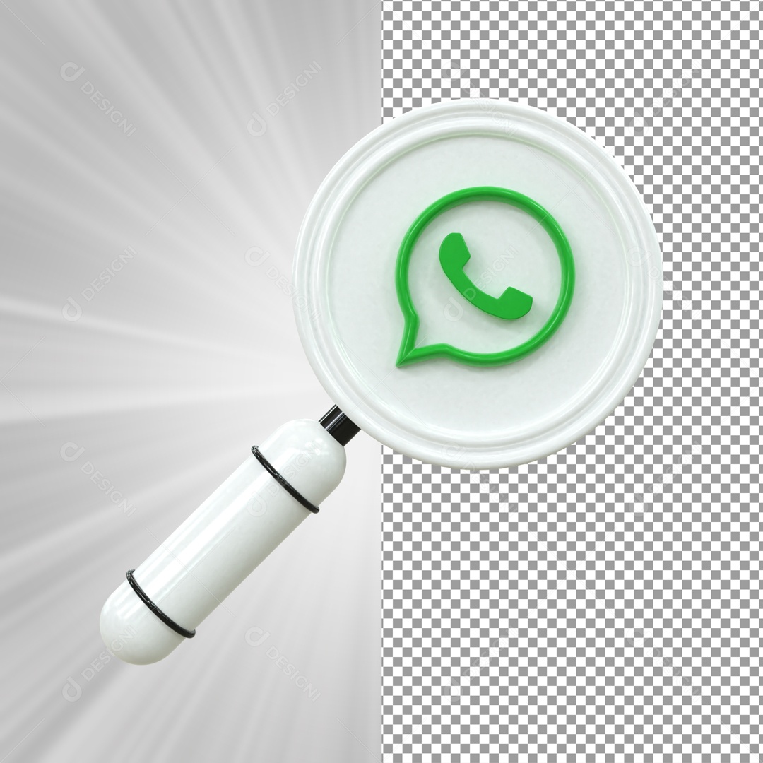 Ícone De Lupa Com WhatsApp Elemento 3D PSD