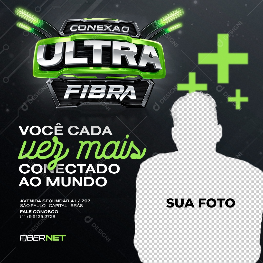 Conexão Ultra Fibra Provedor de Internet Social Media PSD Editável